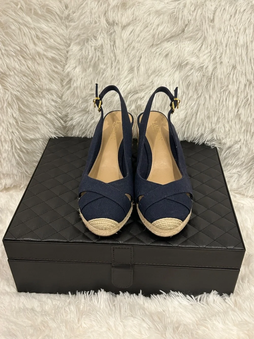 Ralph Lauren Hadly Navy Canvas Espadrilles Women's US size 8.5B